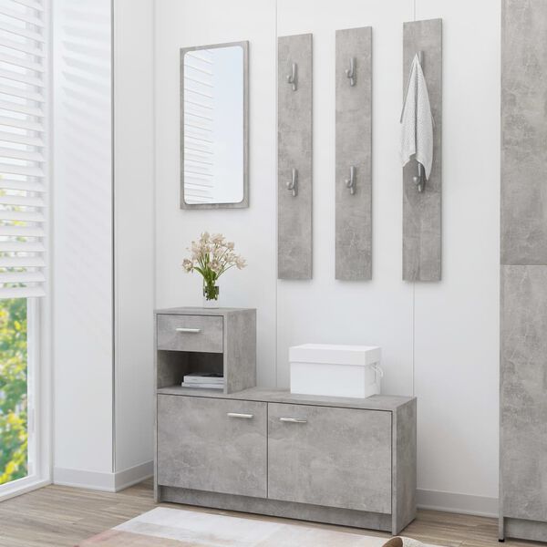 vidaXL Hallway Unit Concrete Grey 100x25x76.5 cm Engineered Wood