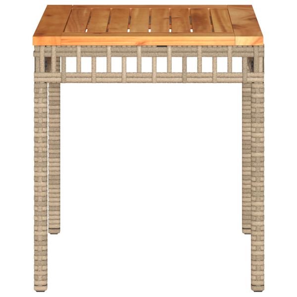 vidaXL Garden Table Mix Beige 38x38x42 cm Poly Rattan Acacia Wood