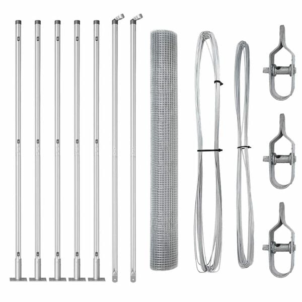 vidaXL Fence Post Silver 10 x 1 m (25 x 25 mm mesh) Steel