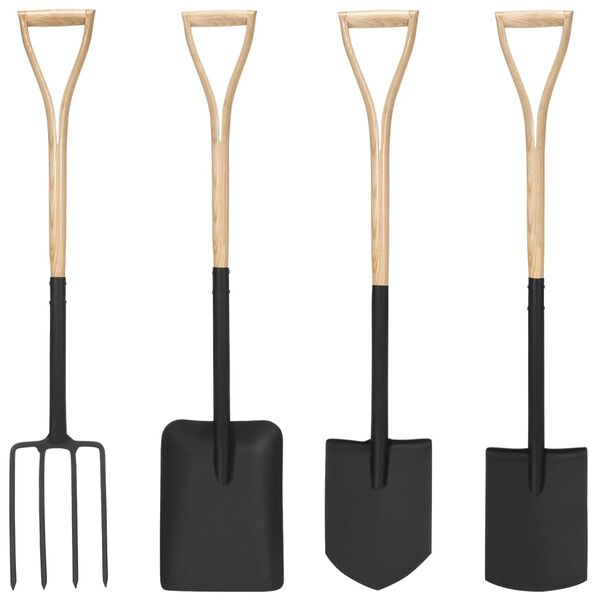 vidaXL 4 Piece Garden Tool Set YD Grip Steel and Ashwood