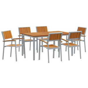 vidaXL Garden Dining Set 7 pcs Grey Solid Acacia Wood