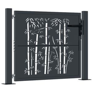 vidaXL Garden Gate Anthracite 100x75 cm Steel Bamboo Design