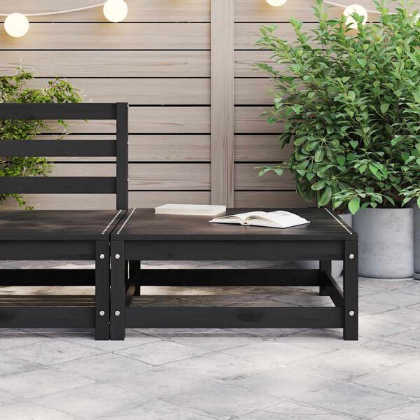 vidaXL Garden Footstool 70x70x30 cm Black Solid Wood Pine