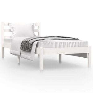 vidaXL Bed Frame | White | Solid pine wood | Small Single | Bed Frame