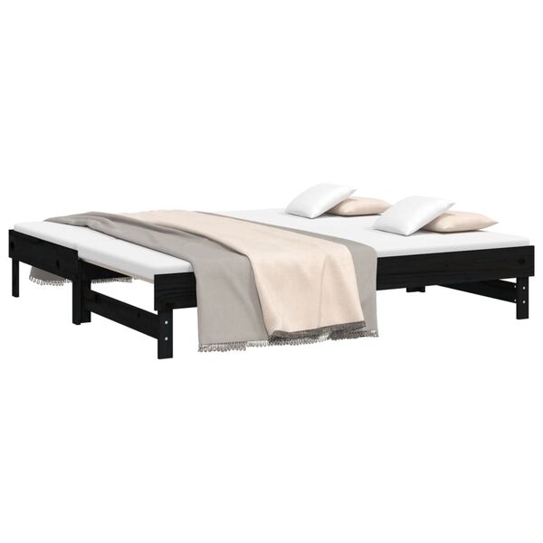 vidaXL Pull-out Day Bed without Mattress Black 2x(75x190) cm