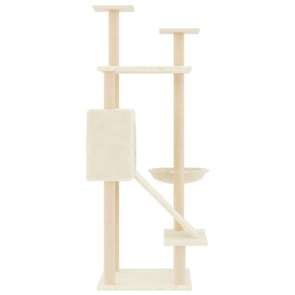 vidaXL Cat Tree with Sisal Scratching Posts Cream 153 cm