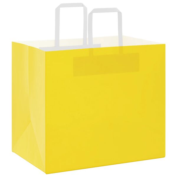 vidaXL Paper Bags 250 pcs with Handles Yellow 32x22x28 cm