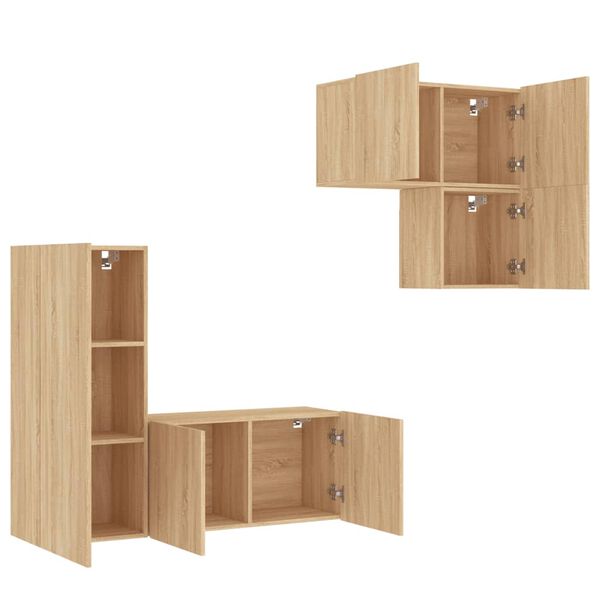 vidaXL 4 Piece TV Wall Units Sonoma Oak Engineered Wood