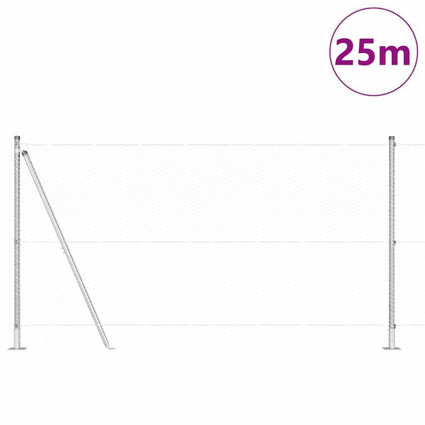 vidaXL Fence Post Silver 25 x 1.2 m (25 mm mesh) Steel