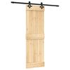 vidaXL Sliding Door Natural and Black 70 x 210 cm Solid Pine Wood