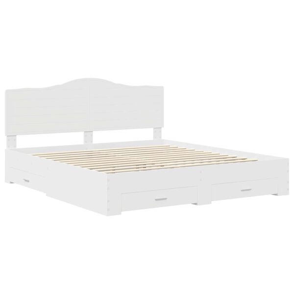 vidaXL Bed Frame with Headboard White 180 x 200 cm Engineered Wood