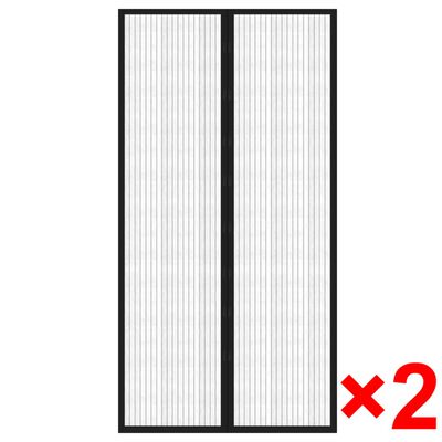 vidaXL Insect Door Curtain 210 x 100 cm 2 pcs Magnet Black