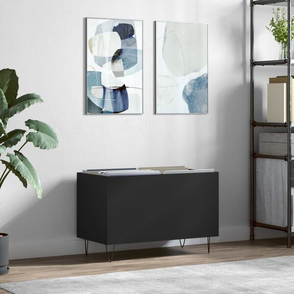 vidaXL Record Cabinet Black 74.5x38x48 cm Engineered Wood