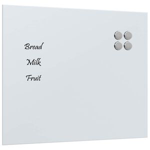 vidaXL Wall-mounted Magnetic Board White 60x50 cm Tempered Glass