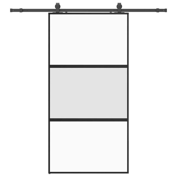 vidaXL Sliding Door with Hardware Set Black 102.5x205 cm Tempered Glass