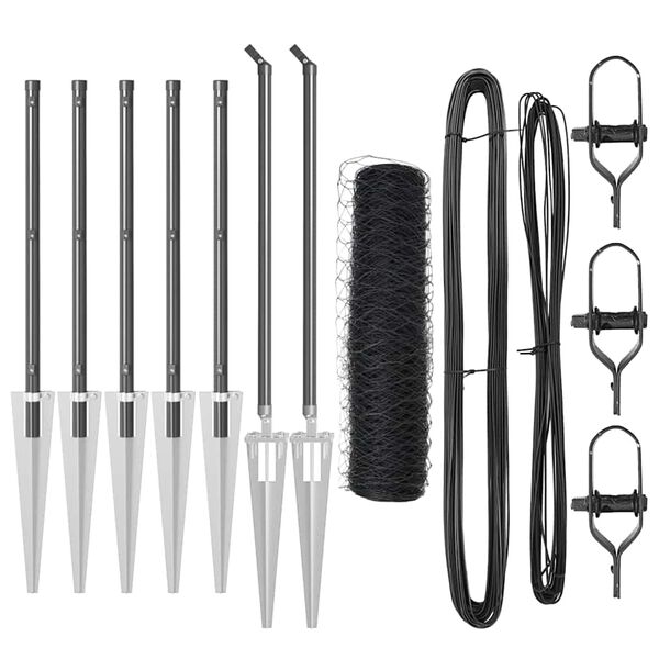 vidaXL Fence Post Grey 10 x 1 m (50 mm mesh) Steel and PVC