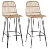 vidaXL Bar Stool 2 pcs Natural 44 x 55 x 109 cm Rattan and Steel