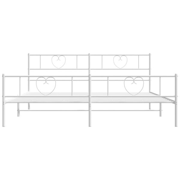 vidaXL Metal Bed Frame without Mattress with Footboard White 180x200cm