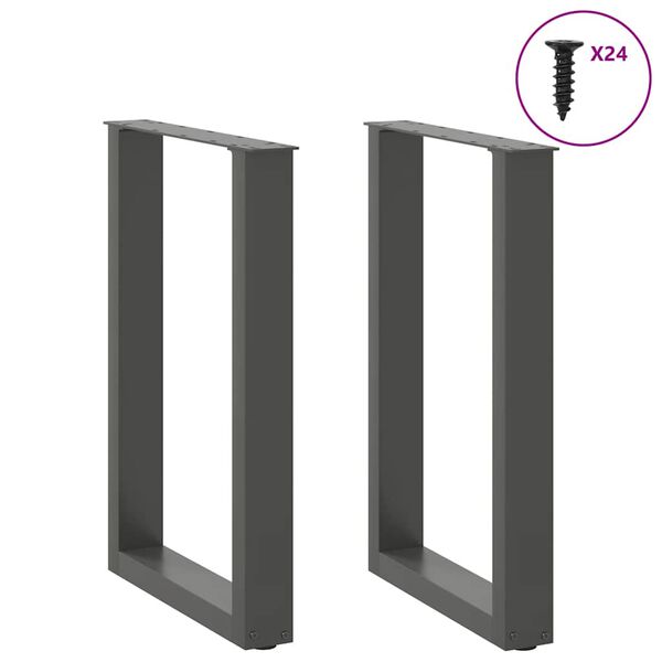 vidaXL Dining Table Legs U-Shaped 2 pcs Anthracite 50x(72-73) cm Steel