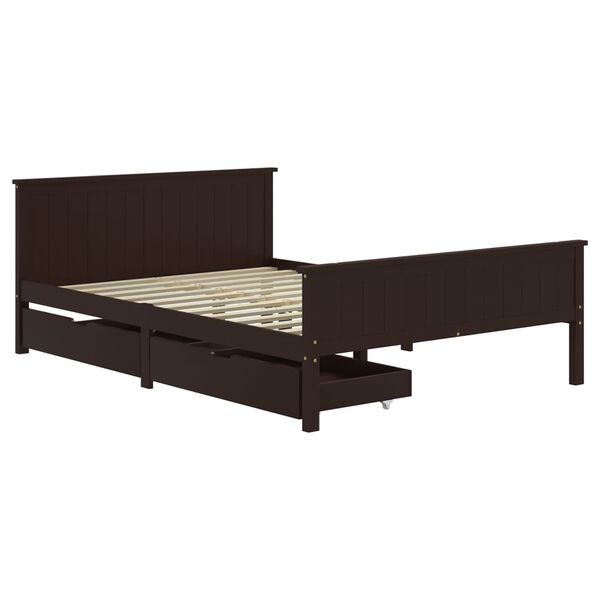 vidaXL Bed Frame without Mattress Dark Brown 140x200 cm Solid Wood