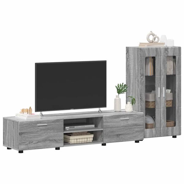 vidaXL TV Cabinet Set with Drawer Grey Sonoma Engineered Wood