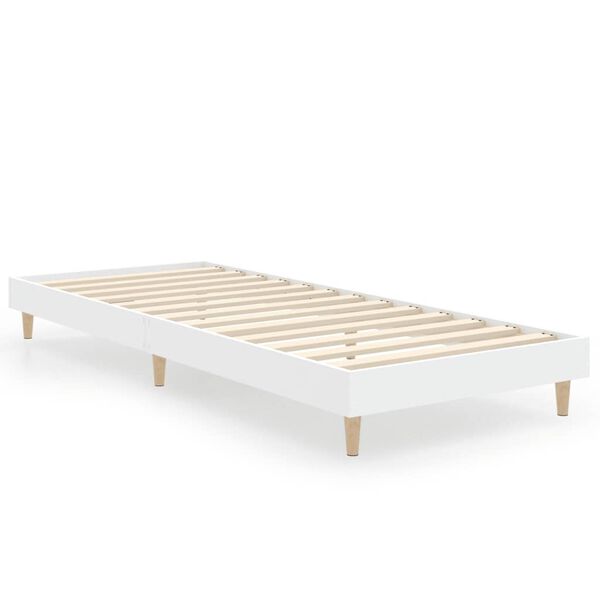 vidaXL Bed Frame without Mattress White 75x190 cm Small Single Engineered Wood