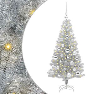 vidaXL Christmas Tree with 150 LEDs with Stand Silver 120 cm PET