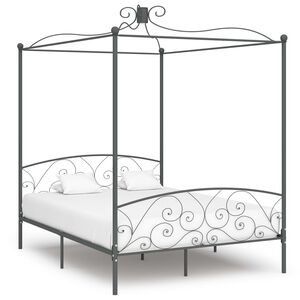 vidaXL Canopy Bed Frame without Mattress Grey Metal 160x200 cm