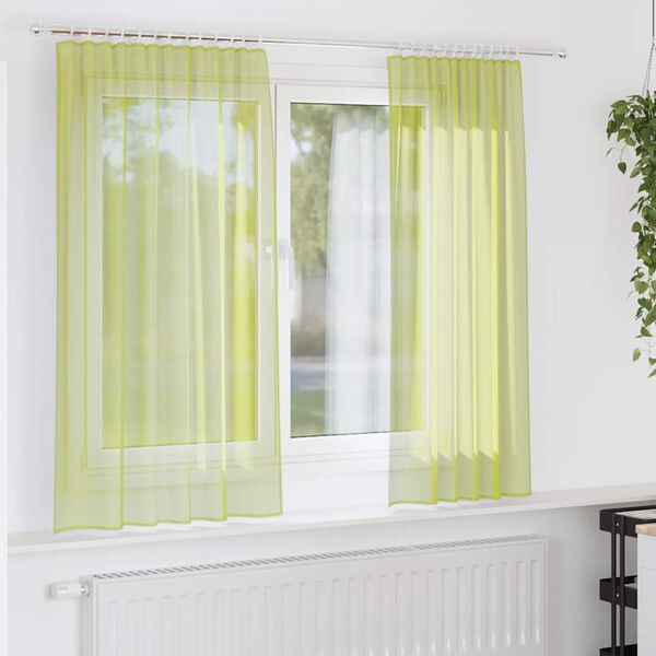 vidaXL Voile Curtains with Rod Pockets 2 pcs Apple Green