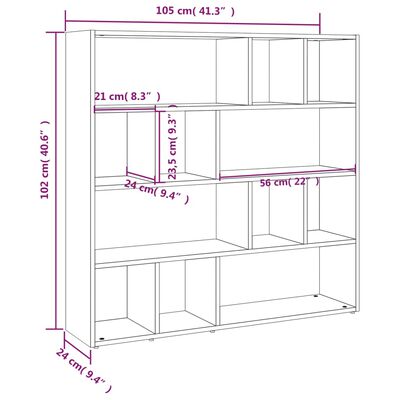 vidaXL Book Cabinet/Room Divider Sonoma Oak 105x24x102 cm