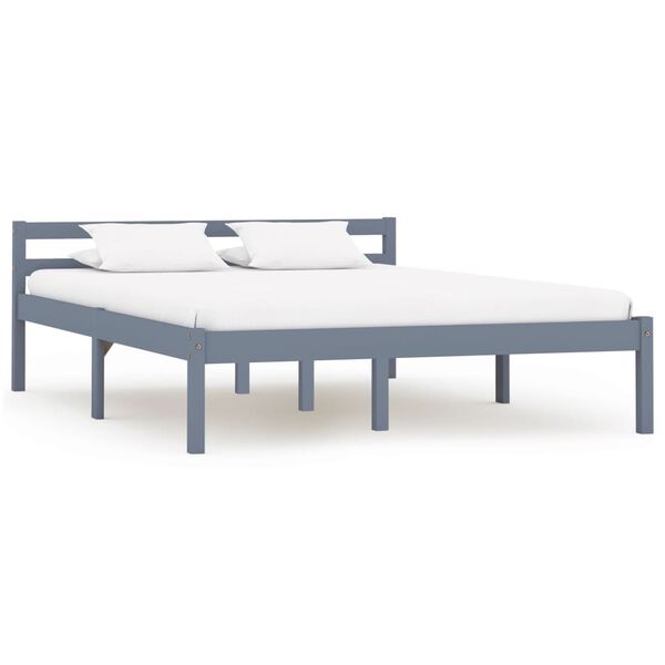 vidaXL Bed Frame without Mattress Grey Solid Pine Wood 120x200 cm