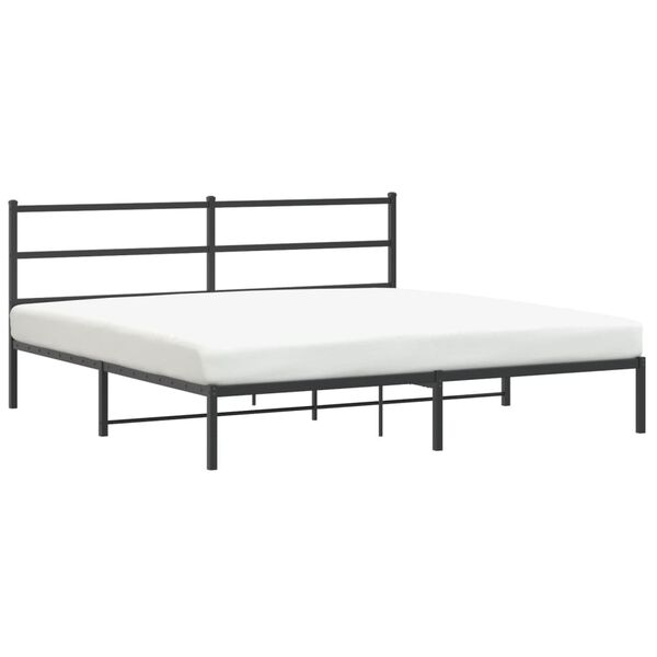 vidaXL Metal Bed Frame without Mattress with Headboard Black 193x203cm