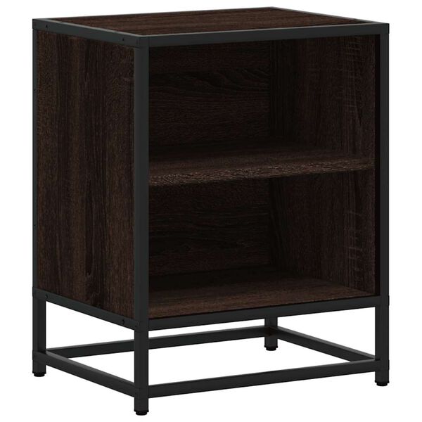 vidaXL Bedside Cabinet Brown Oak 40x31x50 cm Engineered Wood and Metal