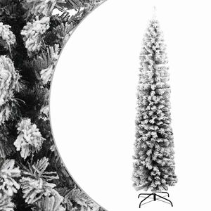 vidaXL Slim Artificial Christmas Tree with Flocked Snow Green 180 cm