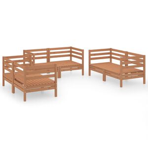 vidaXL 6 Piece Garden Lounge Set Honey Brown Solid Pinewood