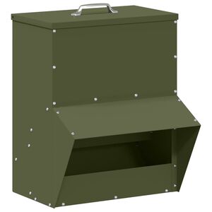 vidaXL Chicken Feeder Olive Green 35 x 30.5 x 43.5 cm