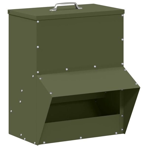 vidaXL Chicken Feeder Olive Green 35 x 30.5 x 43.5 cm