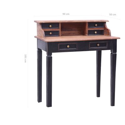 vidaXL Writing Desk with Drawers 90x50x101 cm Solid Reclaimed Wood