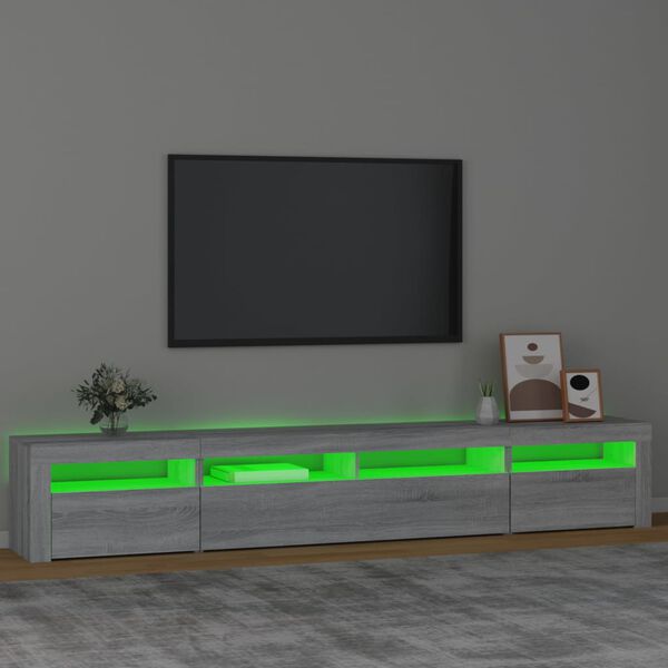 vidaXL TV Cabinet with LED Lights Grey Sonoma 240x35x40 cm