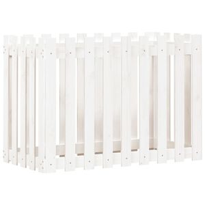 vidaXL Garden Raised Bed with Fence Design White 100x50x70 cm Solid Wood Pine