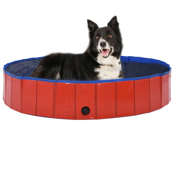 vidaXL Foldable Dog Swimming Pool Red 160x30 cm PVC