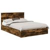 vidaXL Storage Bed with Drawer Smoked Oak 135 x 190 cm Engineered Wood