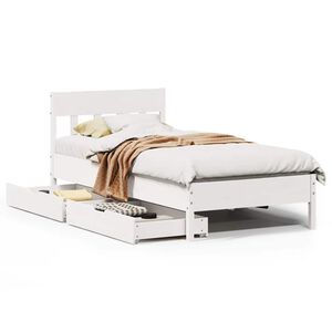 vidaXL Bed Frame without Mattress White 75x190 cm Small Single Solid Wood Pine