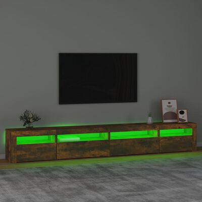 vidaXL TV Cabinet with LED Lights Smoked Oak 270x35x40 cm