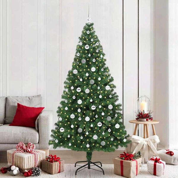 vidaXL Artificial Christmas Tree with 300 LEDs with Stand Green 210 cm
