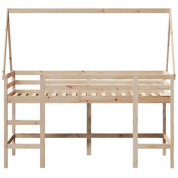 vidaXL Loft Bed with Ladder and Roof without Mattress 90x200 cm