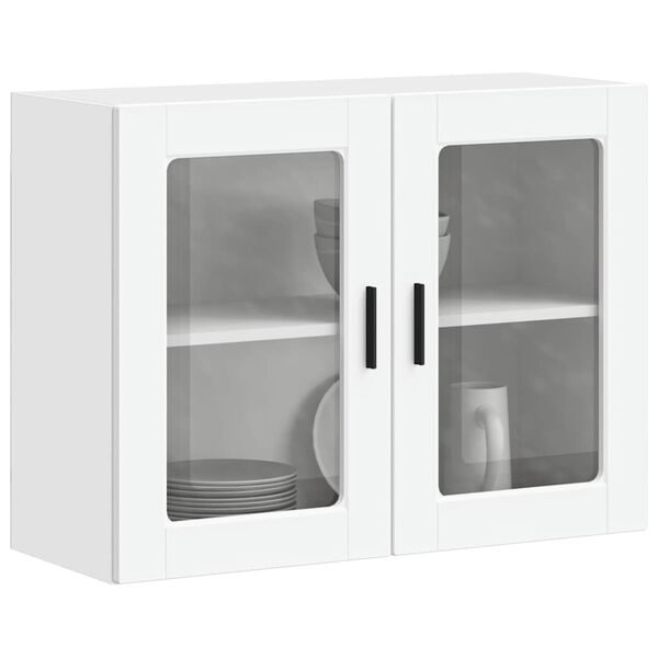 vidaXL Kitchen Wall Cabinet with Glass Door Porto White