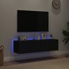 vidaXL TV Wall Cabinets with LED Lights 2 pcs Black 60x35x31 cm
