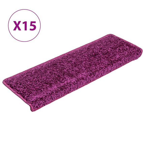 vidaXL Stair Mats 15 pcs 65x21x4 cm Violet Rectangular Edge