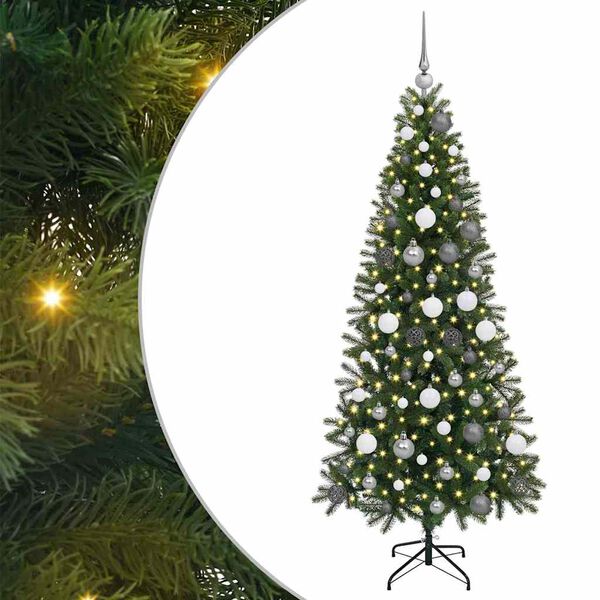 vidaXL Artificial Christmas Tree with 300 LEDs Green 180 cm PE and PVC